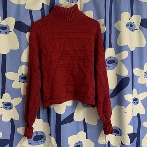 MAROON CROPPED TURTLENECK SWEATER